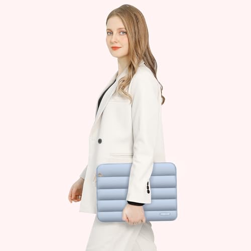 Image of MOSISO 14 inch Laptop Case, 14 inch Puffy Laptop Sleeve Compatible with HP Lenovo Dell ASUS Acer, HP Stream, Dell Latitude, Lenovo IdeaPad, Polyester Horizontal Bag with Small Case, Baby Blue