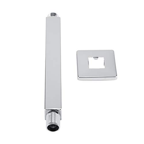 Braccio doccia con flangia, in acciaio inox 304, prolunga per soffione doccia, 25 cm, braccio tubolare, montato a parete per doccia da bagno fisso (cromato