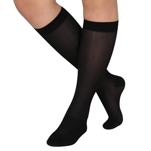 Image of Athbavib Knee-High Sheer Compression Socks for Women, 15-20 mmHg Closed Toe Compression Socks for Swelling, Soreness