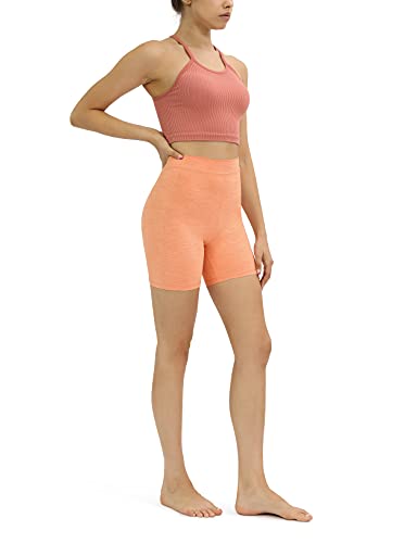 ODODOS Women s Super High-Rise Shorts, Workout Running Yoga Biker Shorts for Womens-Inseam 5 , Spacedye Orange, X-Large