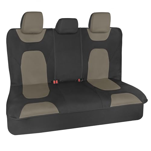Image of Motor Trend Waterproof Car Seat Covers Full Set - Black & Beige Seat Covers for Car Front & 60 /40 Split Back Bench - Carseat Cover for Trucks, SUV - Universal Fit for Most Regular Size Vehicles