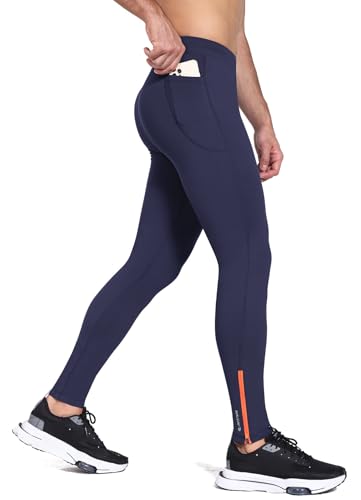 baleaf Men's Winter Running Tights Thermal Cycling Pants Water Resistant Fleece Leggings Zipper...