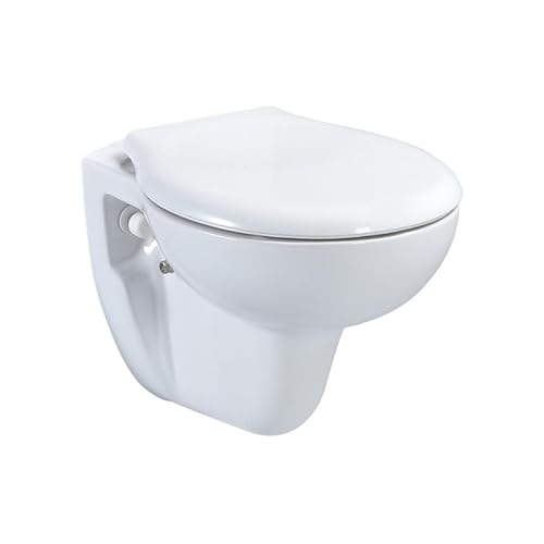 Belvit WC sospeso da parete bianco senza bordi con funzione taharet/bidet e coperchio WC con abbassamento automatico – WC in ceramica per installazione a parete