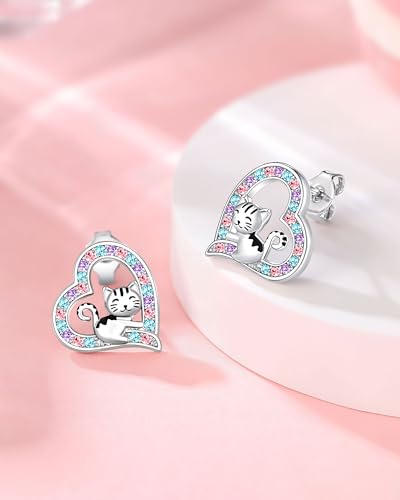 UPROMI Hypoallergenic Cat Earrings for Daughter/Granddaughter, Valentines Christmas Birthday Gifts for Girls3