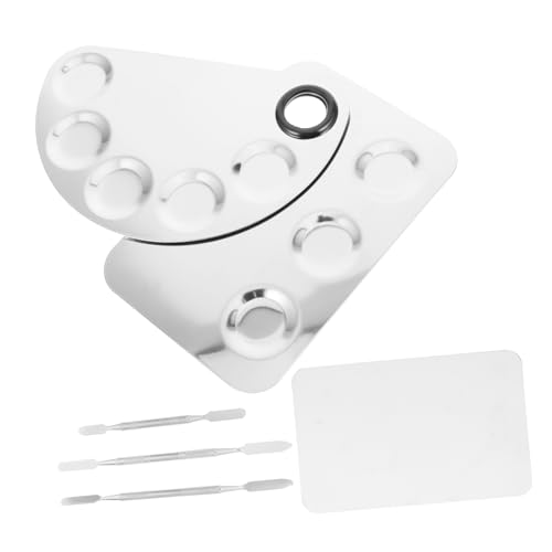 BIUDECO Z Palette Makeup Mixing Tray Set 3 Sets Nail Art Supplies Professional Manicure Stainless Steel Nail Art Mixing Plate Sticks