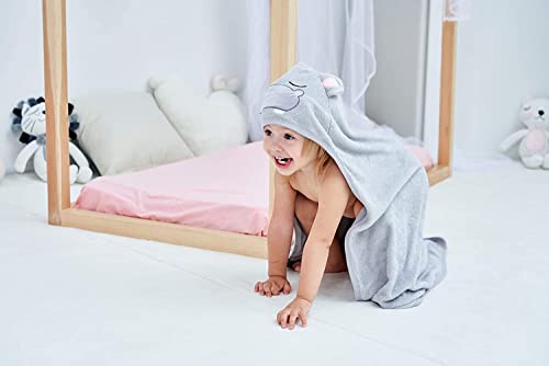 Image of HIPHOP PANDA Ultra Soft Hooded Baby Towel - 2-Layer Thick 500GSM Absorbent | Rayon Made from Bamboo, Hooded Bath Towel for Newborn, Infant, Toddler, Baby Registry - Hippo, 30x30 In