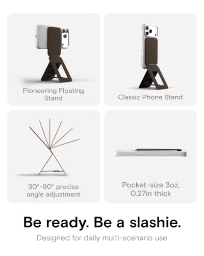 Image of MOFT Phone Tripod Stand, Portable Selfie Stick for iPhone | MOVAS-E- Coffee Leather | Mulit-Angle | Pocket Size | Magsafe Compatible | Easy to Charge | Stylish |For Content Creators