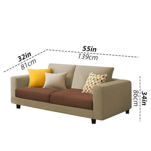 Image of Galib 3+2 Seater Sofa Set for Living Room (Cream Brown Fabric) Premium Fabric Sofa Set