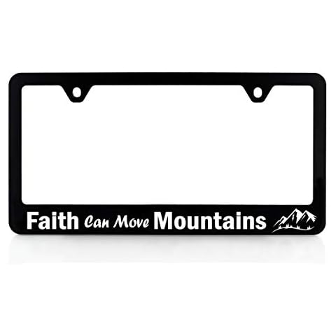 BARON-JEWELRY Faith License Plate Frame Holder - Faith Can Move Mountains - Quality UV Printed Plastic Frames Cover
