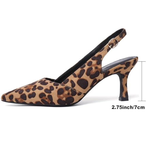 Mostsrin - Scarpe con tacco a slingback, a punta, chiuse, décolleté da donna, per matrimoni, feste, pendolari, Stampa leopardata, 40.5 EU - Image 2