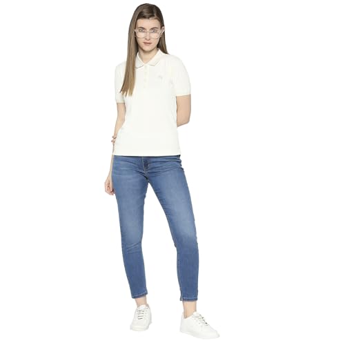 Image of Being Human Blue Slim Fit Polo Collar Short Sleeves Cotton Women's T-Shirt Clothing