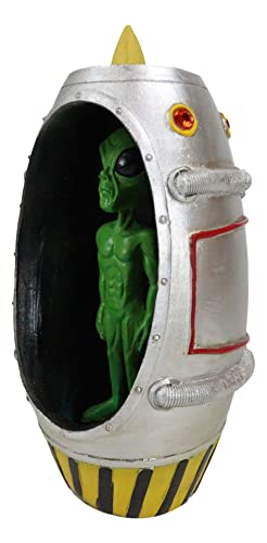 Ebros Gift Ufo Outer Space Extra Terrestrial Green Roswell Alien Earth Landing In Spaceship Capsule Backflow Cone Incense Burner Holder With Cascading Smoke Fog And Led Night Light Figurine #TOP5