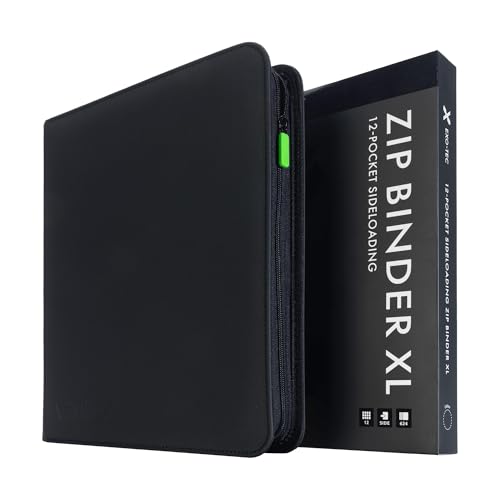 Vault X 12 XL Pocket Trading Card Zip Binder, 624 cards, Premium Exo-Tec Album Material, 26 Side-Loading Pages, Folder for Collectible Card Games, Sports, TCG (Black)