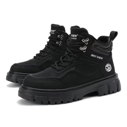 SKY VIEW Mens Fashion Shoes High Top Platform Light Martin Boots Casual Athletic Hiking Shoes Chunky Walking Sneakers For Men Black-03 42 EU