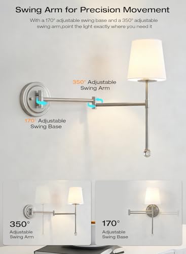Image of CLOUDY BAY 10000mAh Battery Operated Wall Sconces,Up to 100 Hours with Rechargeable RGB Dimmable Magnetic Bulb,Cordless Wall Lighting Fixtures with Remote for Bedroom,Brushed Nickel,2 Pack-18.6inch