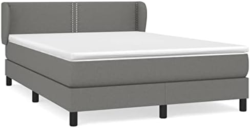 CHARMMA Box Spring Bed with Mattress Dark Gray Full Fabric, Beds & Accessories