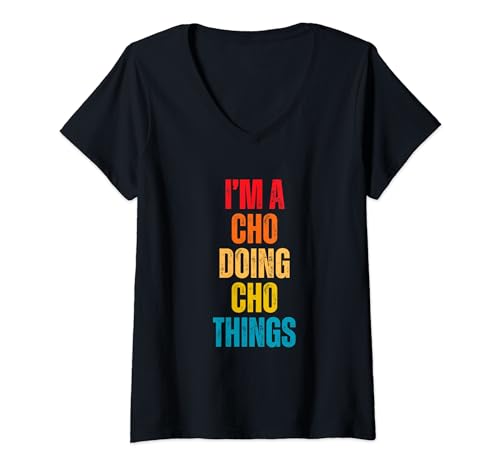CHO Proud Family Retro Reunion Apellido Apellido Camiseta Cuello V