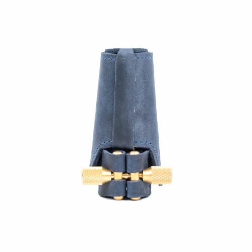 Genuine Leather Ligature & Leather Cap for Alto Saxophone with Brass Clamping Mechanism by KGUmusic...
