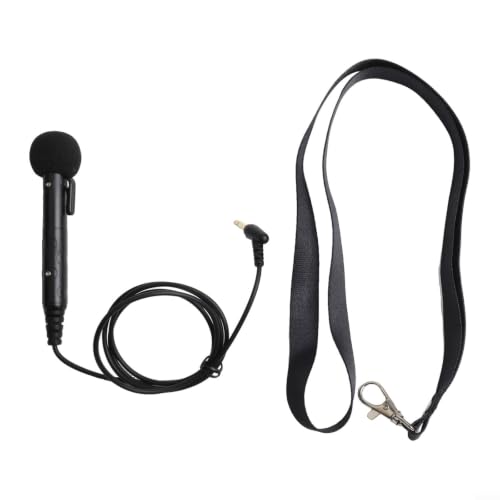Image of Wired Handheld Mic with Neck Strap for Stage Performance - High Sensitivity Dynamic Microphone for PA Systems - 1m Cable(Black)