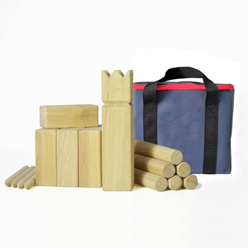 Kubb - Giochi vichinghi in legno di gomma, con custodia per il trasporto