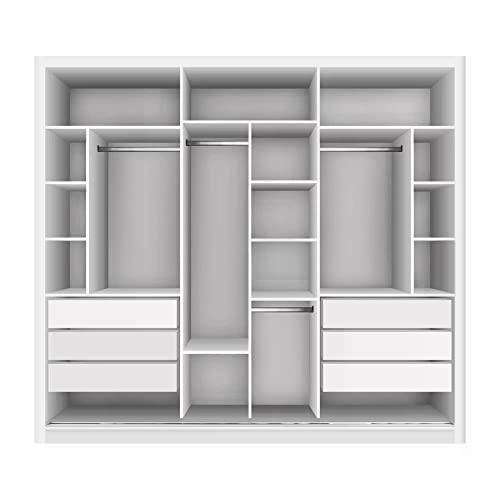 Guarda Roupa Casal com 3 Espelho 3 Portas Siena Móveis Branco