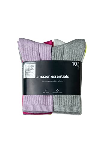 Image of Amazon Essentials Women's Cotton Cushioned Crew Socks, 10 Pairs