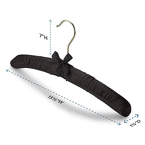 Florida Brands Padded Clothing Fabric Hangers For Women Clothing - Black, Set Of 12 Premium Coat Hangers For Closet, Bride Hanger For Wedding Dress, Sweater Hangers #TOP2