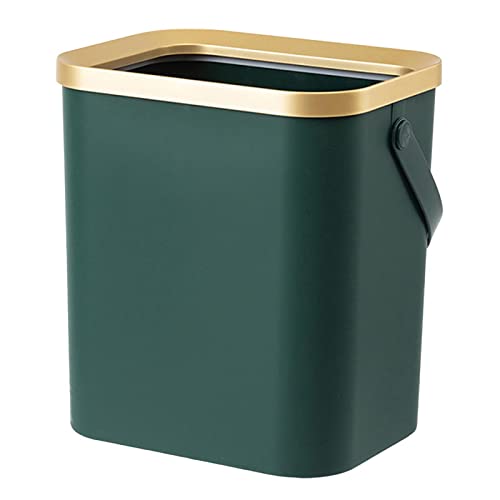 MagiDeal Trash Bin Bathroom Wastebasket 12L Large Capacity Waste Basket Toilet Waste Bins with Portable Handle for Toilet Bedroom Dorms Living Room Laundry, Green
