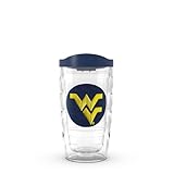 Tervis Made in USA Double Walled West Virginia University Mountaineers Insulated Tumbler Cup Keeps Drinks Cold & Hot, 10oz Wavy, Primary Logo