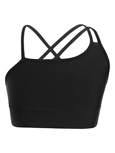 easyforever Kids Girls Cami Crop Asymmetrical Sport Training Bras Puberty Breathable Underwear Workout Crop Tank Tops