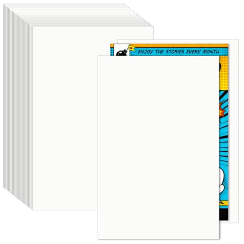 VOKOY 25 Pcs Current Size Comic Book Boards 24-Point/400gsm Solid Book Backing Boards for Fabric Storage and Regular Comics Protecting Collecting (White 6.75 X 10.5 Inch)