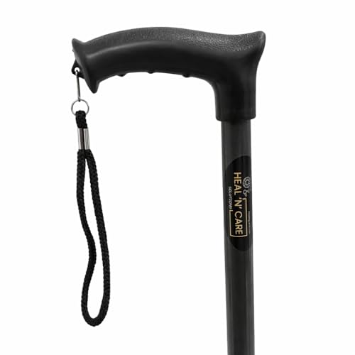 Image of Walking Stick with Adjustable Height, Mild-Steel Body, Light Weight for Men /Women, Patients, Old People (Overnight Black)