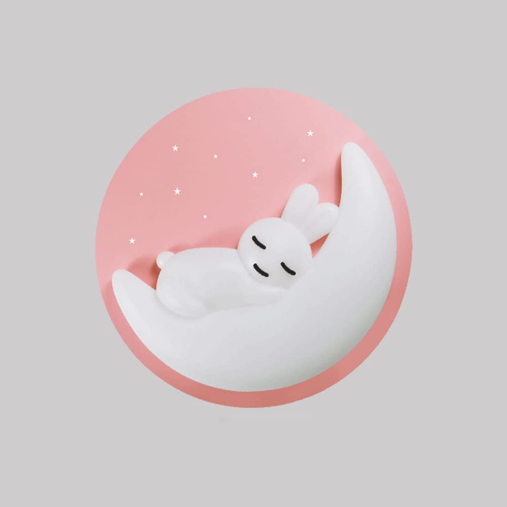 Plafonnier LED moderne lapin rose tricolore à intensité variable pour chambre d'enfant