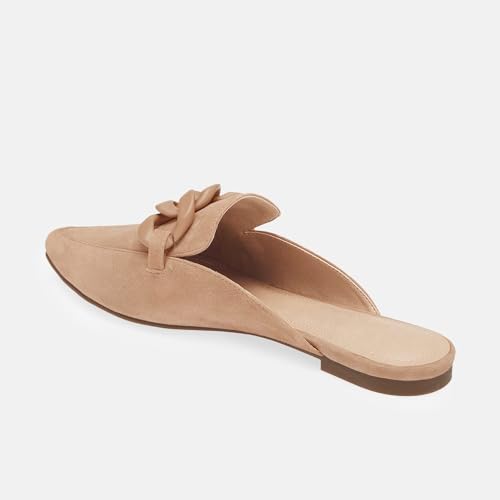 Image of Juliet Holy Womens Mules Flats Pointed Toe Backless Loafers Slip on Metal Chain Slides
