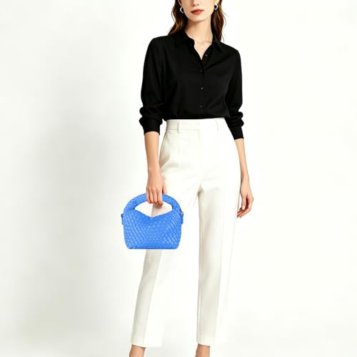 Image of Woven Crossbody Bag Small Tote Cute Purse for Women,Top Handle Handbag Pu Leather Shoulderbag with Detachable Strap