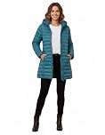kraftd Womens Winter Lightweight Puffer Jacket Quilted Padded Down Coat With Detachable Hood Central Zip Best for Autumn Winter, Outdoors & Travelling (Teal, 14)