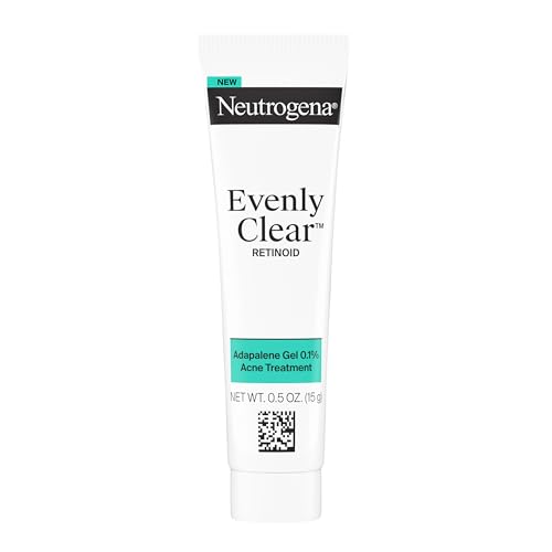 Neutrogena Evenly Clear Retinoid Adapalene Gel 0.1% Acne Spot Treatment, Once-Daily Topical Retinoid Helps Clear Breakouts & Visible Improvement in the Appearance of Post-Acne Mark, 0.5 oz