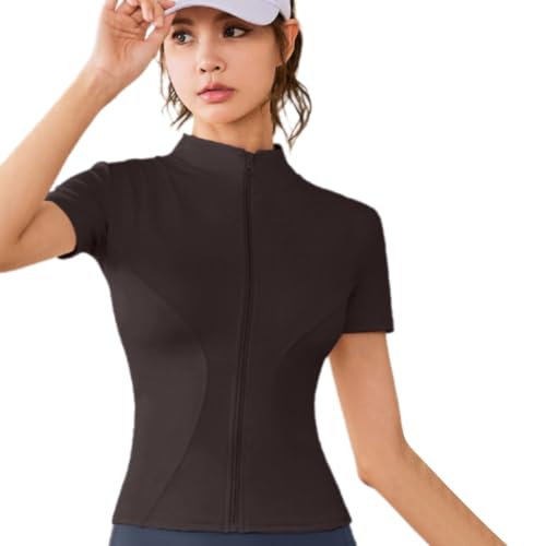 Chaqueta de yoga elástica con ajuste delgado y cremallera frontal