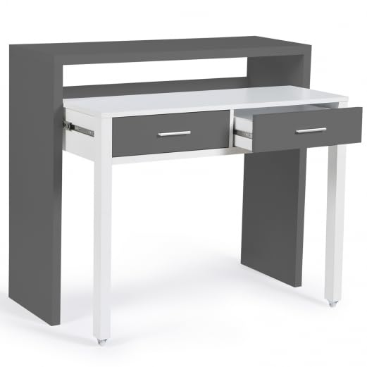 IDMarket - Escritorio extensible Max gris y blanco