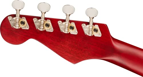 Fender Avalon Tenor Ukulele for Adults and Kids, Basswood Construction, Walnut Fingerboard, Classic Fender Stratocaster Headstock, in Cherry - Image 6