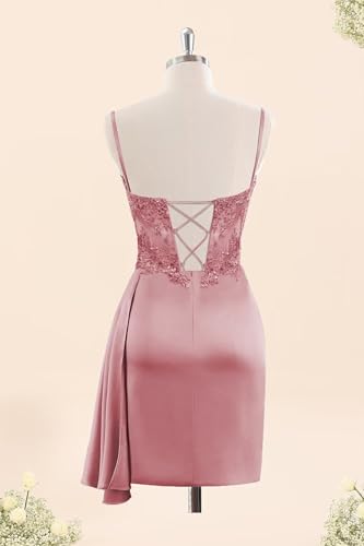 Raseal Sparkly Sequin Satin Homecoming Dresses for Teens Mini Bodycon Prom Party Gown with Tail RS2112