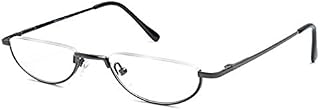 The Lynwood Unisex Half Moon Half Frame Reading Glasses, Round Readers for Men