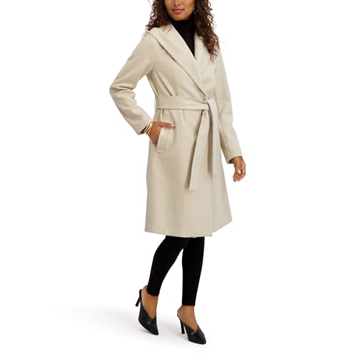 kensie Women's Outerwear Knit Faux Wool Jacket with Belted Waist3