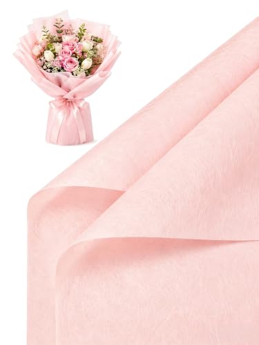 TINGSING 2 Packs 80 Sheets Cotton Withdrawable Bouquet Wrapping Paper,17 * 22inch Non-Woven Pleated Floral Wrapping Flower Shop Supplies for DIY Fresh Flowers Gift Packaging Paper (Pink)
