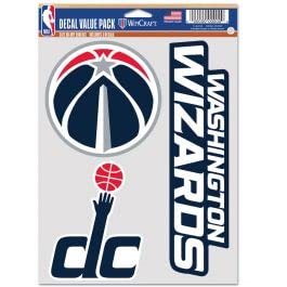NBA Washington Wizards Decal Multi Use Fan 3 Pack, Team Colors, One Size