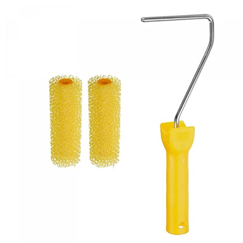 sourcing map 3Pcs Paint Roller Kit, 2Pcs 4 Sponge Large Texture Pattern Roller Covers and 10 Paint Roller Frame, for Wall Trim