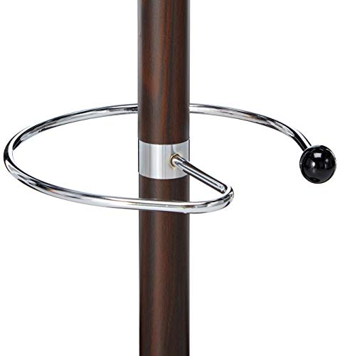 Uniware Heavy Duty Metal Coat Rack with PVC Coated with Umbrella Stand, 14 Hooks, 70 Inch, Stable Marble Base Stand, Brown - Thumbnail 3