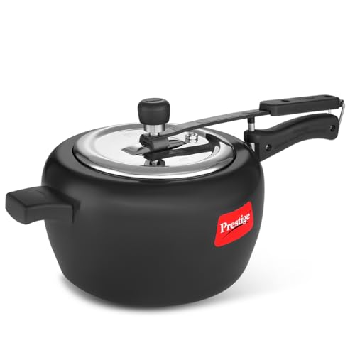 Prestige Apple Duo Plus Svachh Hard Anodised Inner Lid Pressure Cooker, 5.0 L (Black), 5 Liter
