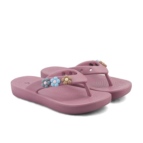 Image of ASIAN Indigo-35 Flip Flops for Women | Doctor Soft Cushion Sole, Lightweight Comfort, Cute Floral Design, Anti-Slip Grip, Ideal for Daily Uses & Travel