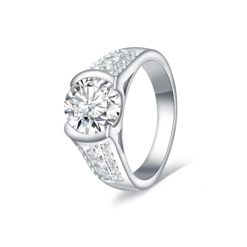 Moissanite Engagement Rings for Women - 925 Sterling Silver D-color VVS1 8mm 2CT Moissanite Wedding Band Promise Rings Jewelry Gifts